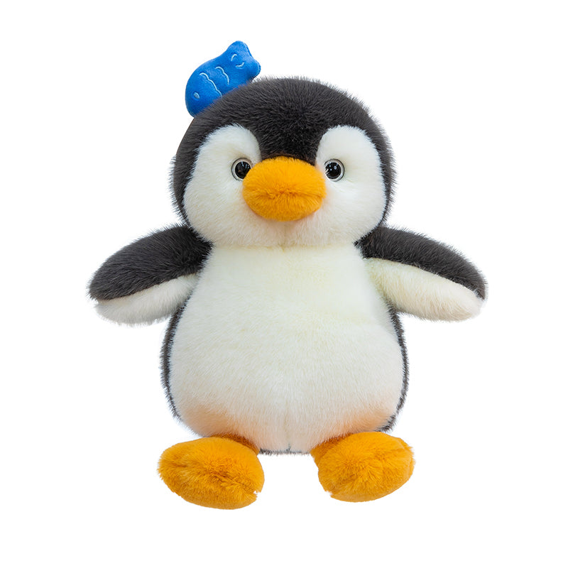 Penguin Plush with fish, front