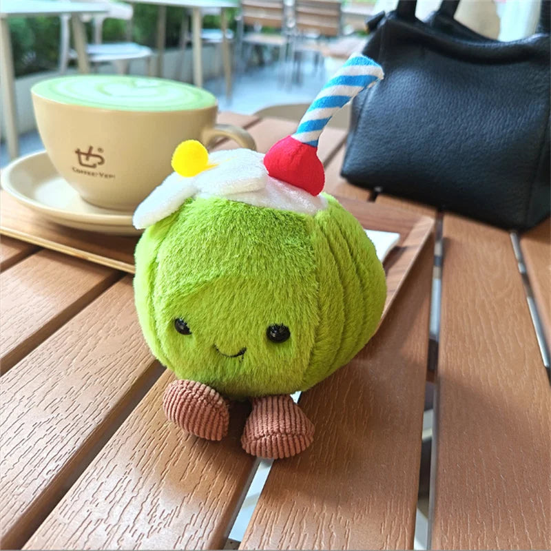 Coconut Drink Plush with straw and cherry